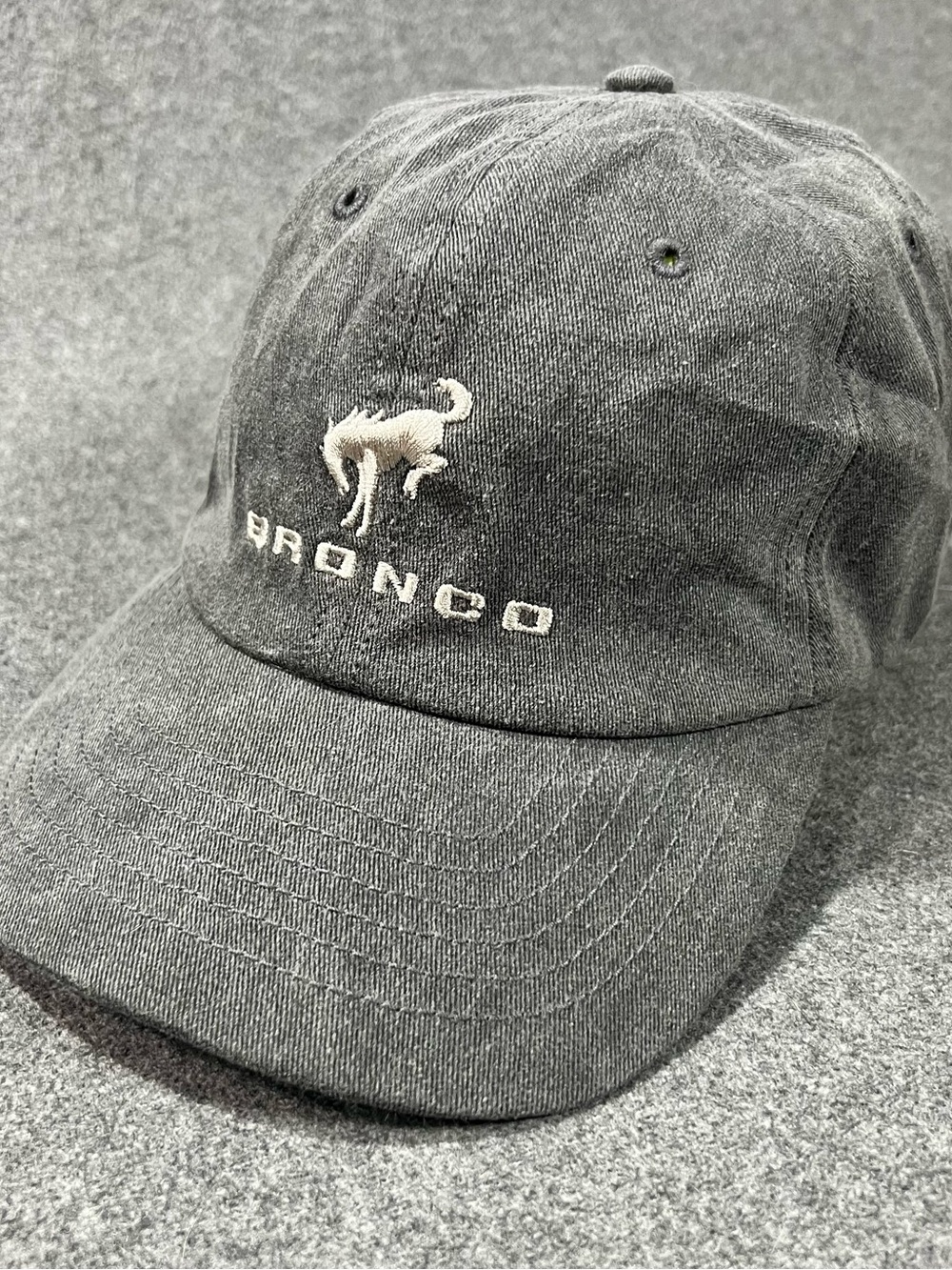 Ford Bronco Washed Gray StrapBack Cap Dad Hat Motorsports Off-Road 4x4 Outdoors